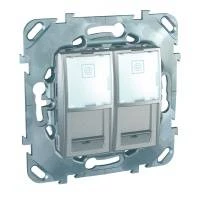 Двойная компьютерная розетка 2ХRJ45 КАТ. 5Е, с полем для надписи, алюминий