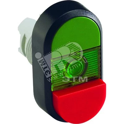 Кнопка двойная MPD14-11G (зеленая/красная-выступающая) зеленая л инза с текстом (ON/OFF)