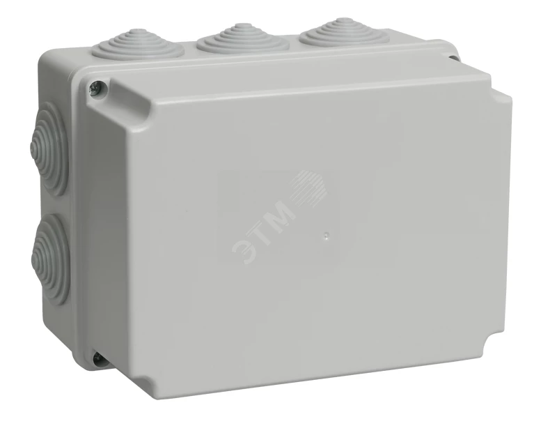 Коробка КМ41246 распаячная для о/п 190х140х120 мм IP55 (RAL7035, 10 гермовводов)