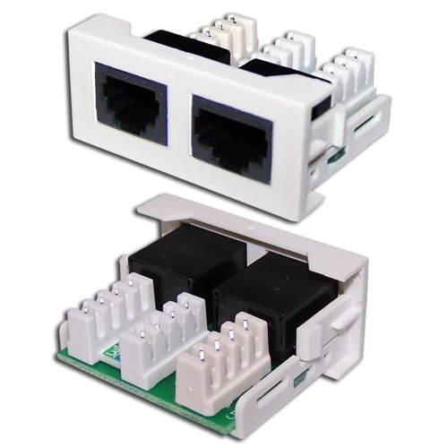Вставка Mosaic 22.5x45 1xRJ45 Cat.5e + 1xRJ12 Cat.3, белая