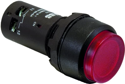 Кнопка с подсветкой CP4-11R-10 красная 24В AC/DC с выступающей клавишей с фиксацией 1НО