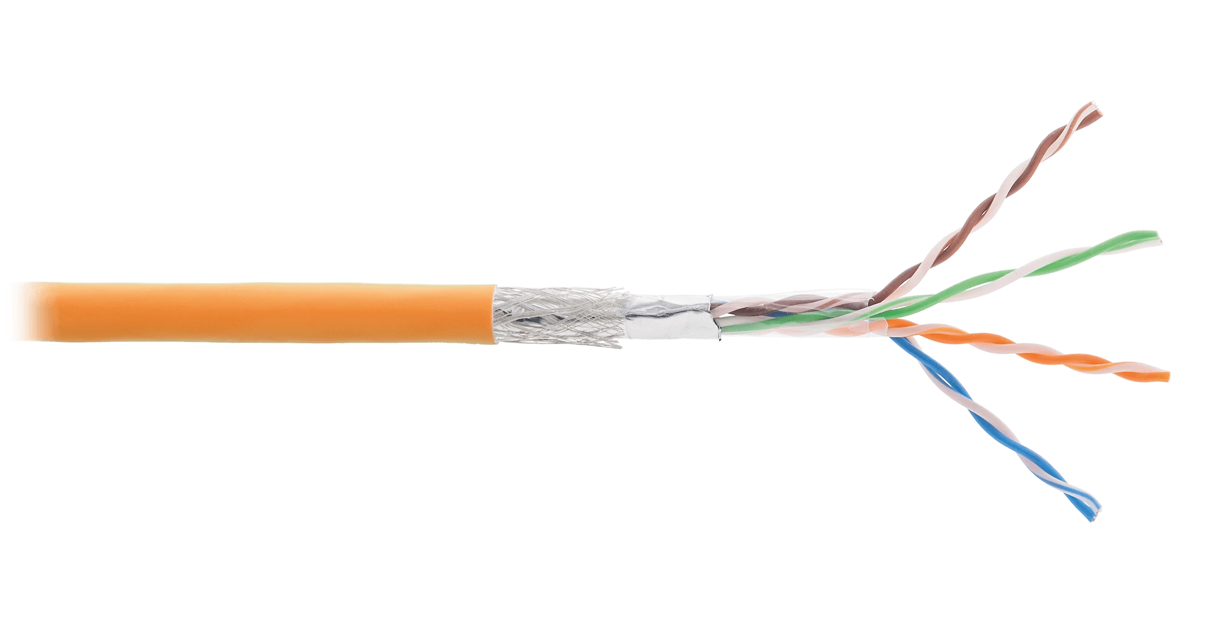 Кабель NIKOLAN SF/UTP 4 пары, Кат.5e (Класс D), тест по ISO/IEC, 100МГц, одножильный, BC (чистая медь), 24AWG (0,511мм), внутренний, LSZH нг(А)-HFLTx, оранжевый, 305м - гарантия: 5 лет расширенная / 25 лет системная