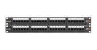 Коммутационная панель NIKOMAX 19", 2U, 48 портов, Кат.5e (Класс D), 100МГц, RJ45/8P8C, 110/KRONE, T568A/B, неэкранированная, с органайзерами, черная - гарантия: 5 лет расширенная / 25 лет системная
