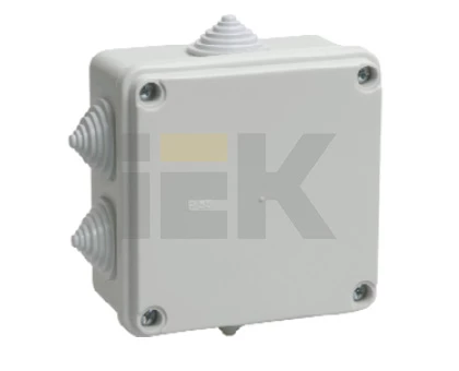 Коробка КМ41234 распаячная для о/п 100х100х50 мм IP55 (RAL7035, 6 гермовводов)