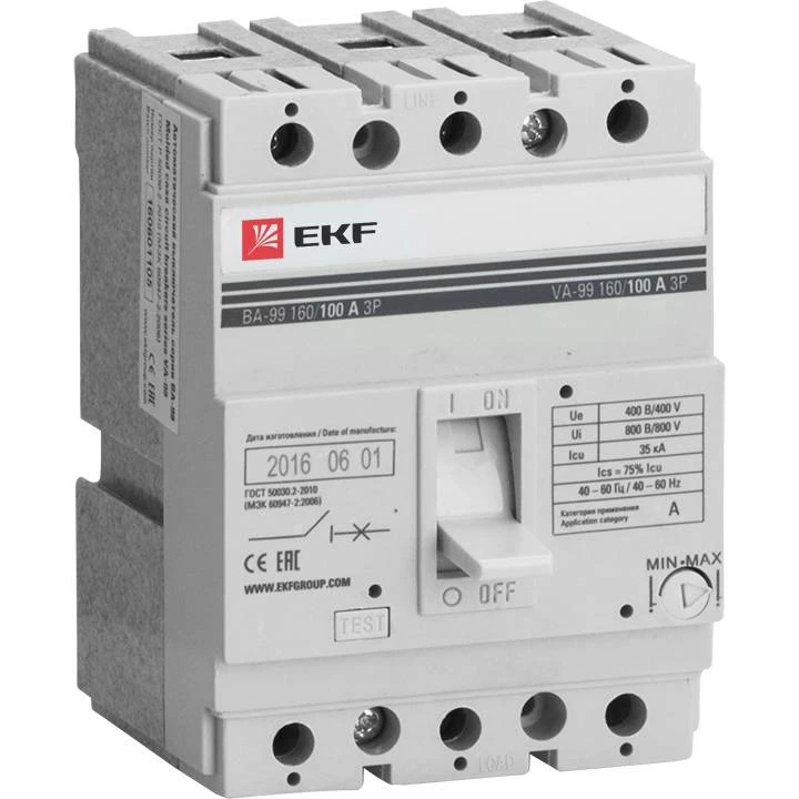 Выключатель автоматический ВА-99М 100/63А 3P 20кА EKF Basic