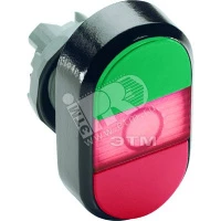 Кнопка двойная MPD4-11R (зеленая/красная) красная линза с текстом (START/STOP)