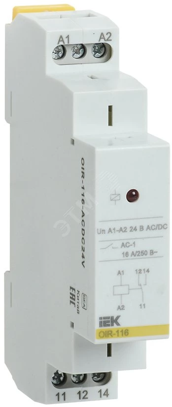 Промежуточное реле OIR 1 контакт (16А) 24 В AC/DC IEK