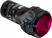 Кнопка с подсветкой CP1-13R-10 красная 220В AC/DC с плоской клавишей без фиксации 1НО