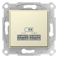 SEDNA, USB МЕХАНИЗМ зарядного устройства 2,1А (2x1,05А), БЕЖЕВЫЙ