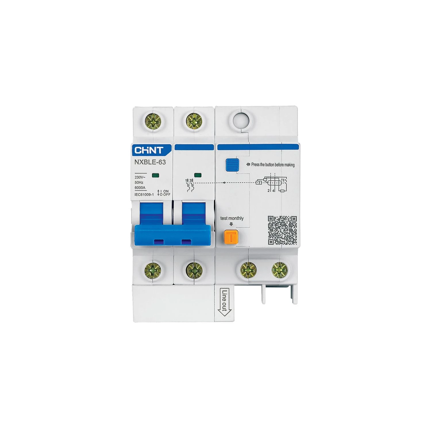Диф. автомат NXBLE-63 2P B16 300mA тип AC  6kA (CHINT)