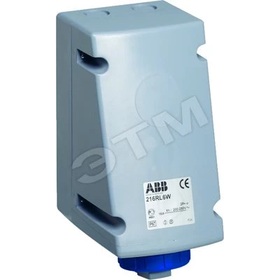 Розетка накладная для монтажа на поверхность с подключением шлейфа 216RL6W, 16A, 2P+E, IP67, 6ч