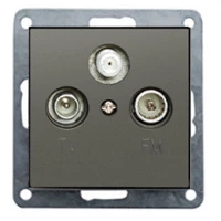 Накладка розетки TV+FM+SAT 2(3)  (черный бархат) FLAT
