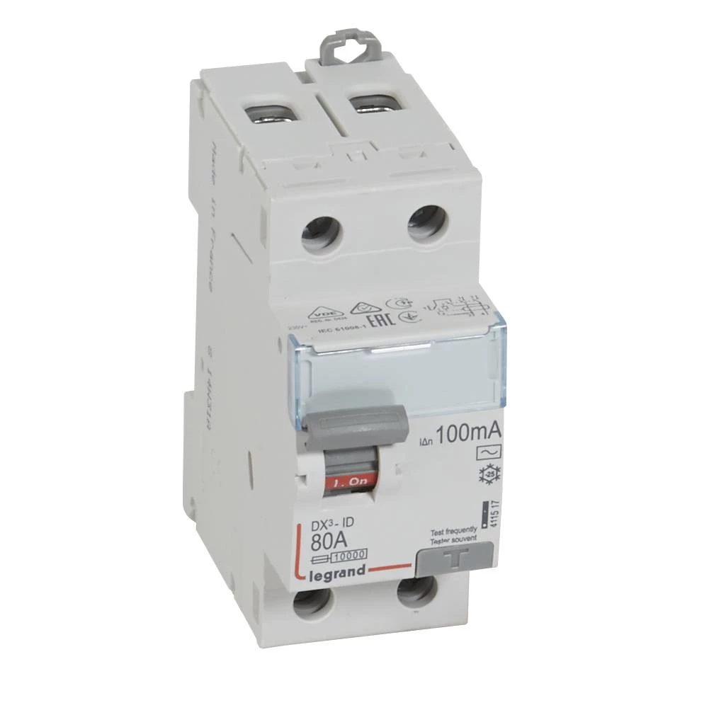 Двухполюсное устройство защитного отключения DX3 2П 80А 100мА-AC