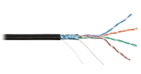 Кабель NIKOLAN F/UTP 4 пары, Кат.5e (Класс D), тест по ISO/IEC, 100МГц, одножильный, BC (чистая медь), 24AWG (0,50мм), внешний, PE до -60С, черный, 305м - гарантия: 1 год