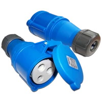 Вилка IEC 309 однофазная, мама, 32A, 250V, разборная, синяя