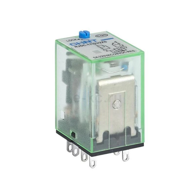 Промежуточное реле с кнопкой тестирования NJDC-17(D)/2Z 2 конт. с инд. LED 10А DC12В (R)(CHINT)