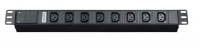 Блок розеток для 19&quot; шкафов, горизонтальный, 8 x IEC 320 C13 (10A), 230 В, кабель питания 3х1мм2, длина 42857 м, с вилкой IEC 320 C14, 482.6 мм x 44.4 мм x 44.4 мм (ДхШхВ) Hyperline