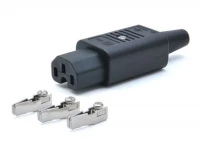 Вилка IEC 60320 C13, 10A, 250V, угловая, разборная, черная