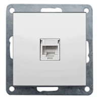 Розетка компьютерная RJ-45 кат.5е с накладкой (белый) FLAT
