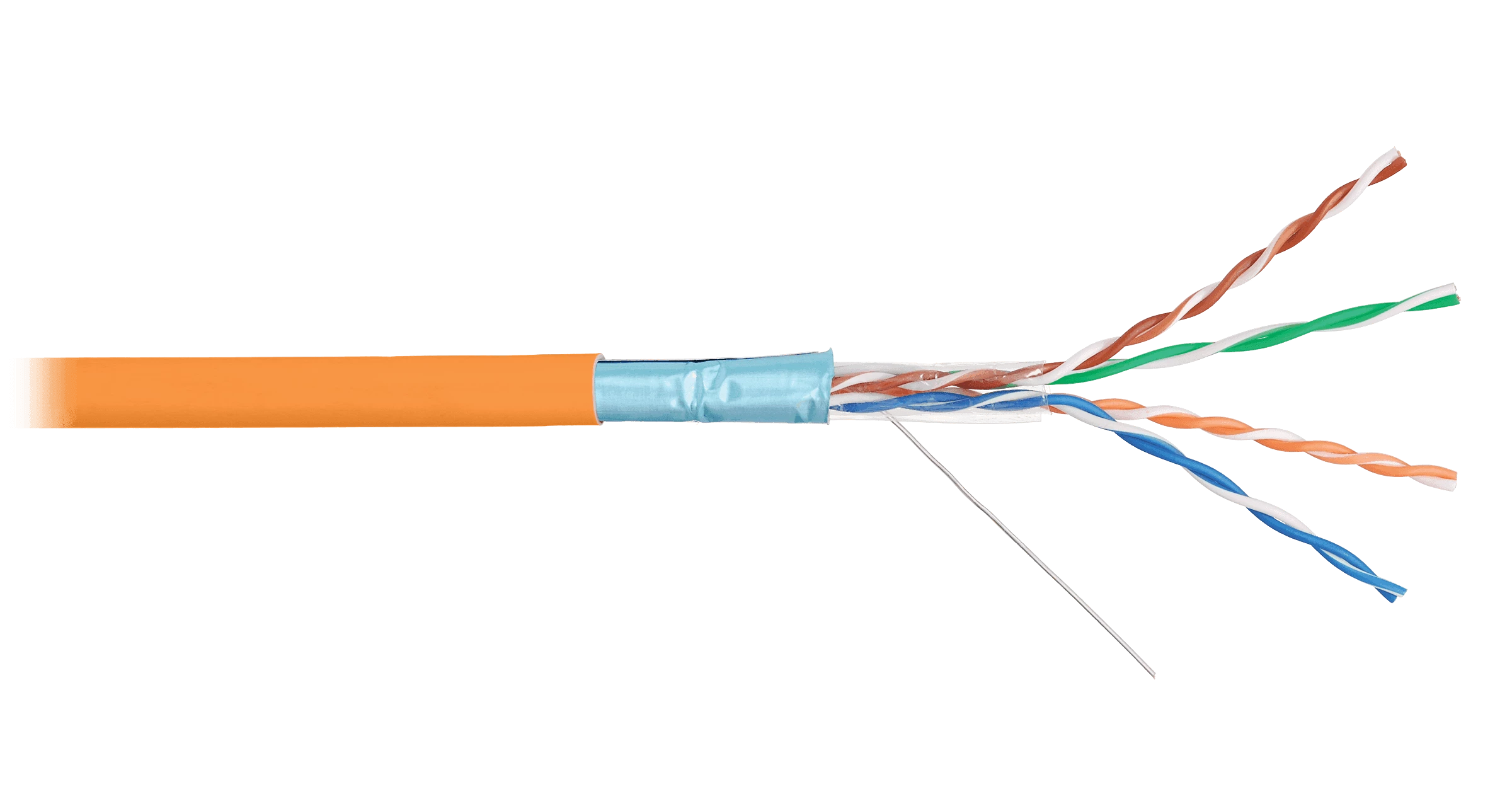 Кабель NIKOLAN F/UTP 4 пары, Кат.5e (Класс D), тест по ISO/IEC, 100МГц, одножильный, BC (чистая медь), 24AWG (0,511мм), внутренний, LSZH нг(А)-HFLTx, оранжевый, 305м - гарантия: 5 лет расширенная / 25 лет системная