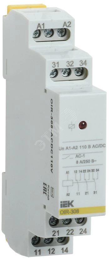 Промежуточное реле OIR 3 контакта (8А) 110В AC/DC IEK