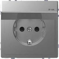 D-Life РОЗЕТКА 16А с з/к и крышкой IP44, НЕРЖ. СТАЛЬ , SD