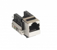Модуль-вставка NETLAN типа Keystone, Кат.5e (Класс D), 100МГц, RJ45/8P8C, 110/KRONE, T568A/B, экранированный, металлик, уп-ка 10шт.