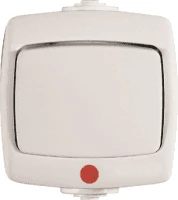 РОНДО IP44 О/У 1-клавишный ПЕРЕКЛЮЧАТЕЛЬ с подсвет.10А, 250В, БЕЛЫЙ. Россия